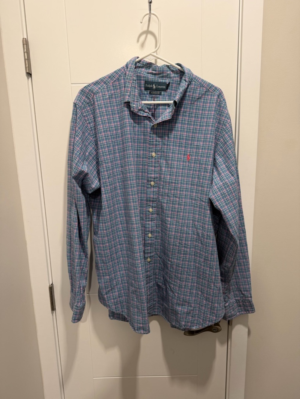 Ralph Lauren Blue and Pink Plaid Button-Down Shirt